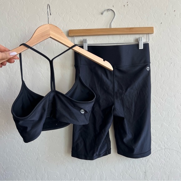All Access Black Biker Shorts + Sports Bra Matching Set - Picture 1 of 7